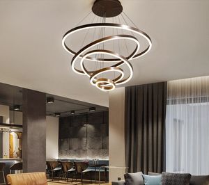 40cm-100 cm anéis fashional moderno led chandeliers para sala de jantar diy pendurado círculo de iluminação para iluminação interna 85-265V