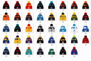 Nowy Football Beans 2020 Sideline Sport Pom Cuffed Knit Hat Knit Hat Pom Pom Czapka 32 Drużyny Knits Mix i Dopasuj wszystkie Czapki