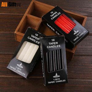 10 Pieces Black Candles Household Lighting Candles Daily Decorate Candle Smoke-free Romantic Wedding Long Pole Classic Candles