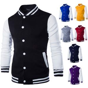 Herr Pojke Baseballjacka Mode Vinröd Slim Fit College Varsity Jacka Man Snygg Homme 3XL