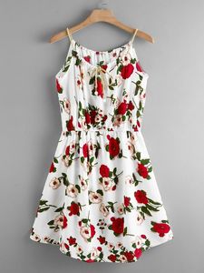 Selbstbindendes, geflochtenes Cami-Kleid mit Rosenmuster SIE