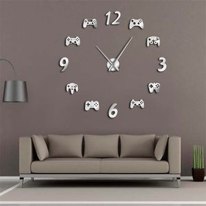 Wholesale video game watch for sale - Group buy Video Game Controllers DIY Large Wall Clock Game Room Decor Modern Design Freamless Giant Wall Clock Game Boys Room Wall Watch Y200110