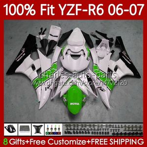 녹색 흰색 OEM 모테리 사이클 바디 YAMAHA YZF R 6 600 CC YZF600 YZF-R6 06-07 BODYWORK 98NO.119 YZF R6 2006 2007 YZF-600 600cc YZFR6 06 07 사출 금형 페어링 100 % 맞춤