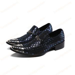 Shining Print Party Men Dress Shoes Fashion Pointed Toe Real Leather Men Shoes Business Office Formal Footwear