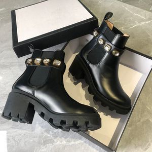 21s Women Designer Woman Ankle Boots Chunky Heel Desert Boot Flamingos Black Leather Lady Winter Fashion Luxury Classic Bee Womens Work Tooling Non-Slip Shoes