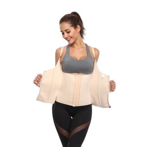 Midja trimmer girdle neopren bantning shapewear 6 stålben dragkedja + krok stängning dubbel fast mage kontroll kropp skulptera korsett dhl