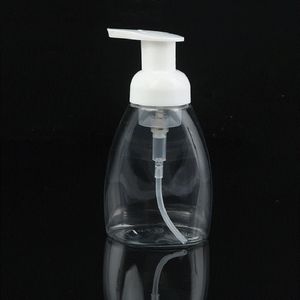 250ml hand sanitizer skumflaska Fanformad transparent plastpumpflaska för kosmetik lotion desinfektion vatten etc KKA1791