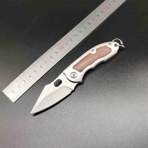 Varmförsäljning F113 Mini Folding Knife With Logo Wood Handle Pocket Camping Knife Multifuktning Keychain Rescue Hunting Knife Outdoor EDC Tool