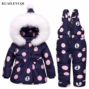 Çocuk Giyim Kız Aşağı Ceket Çocuk Sıcak Yürüyor Snowsuit Giyim + Romper Giyim Seti Rus çocuk Kış Ceketler LJ201017