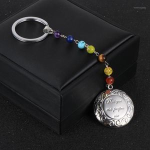 Keychains 7 Chakra Magic Po Pendant Key Chain Memory Floating Locket Couple Anniversary Jewelry Gift 2021 Keychain Holder1