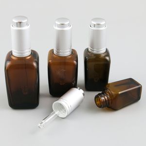 500 x Glasdroppar Aromaterapi Flaskbehållare Kvadratiska Ambers Eteriska oljor med ögat 10/25 / 35/50 / 100 ml