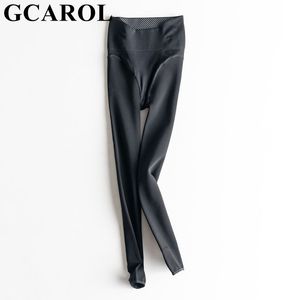 GCAROL الشتاء النساء سميكة الصوف يغطي الرجل قطعة واحدة السراويل عالية الخصر سوبر تمتد خطوة الأساسية على يغطي الرجل ارتداء السراويل 201027