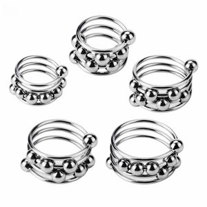 Stainless Steel Cock Rings Penile Sliding Band Bead Ring Binding Male Penile Exercise Ring Adult Sex Toy Products Metal Penis Ring