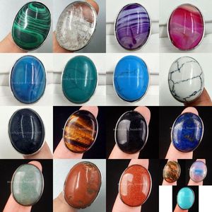 Wholesale tigers rings for sale - Group buy Cluster Rings Tigers Eye Malachite Crystal Carnelian Goldstone Howlite Natural Lapis Lazuli Oval Bead Ring quot US Adjust WFH3891