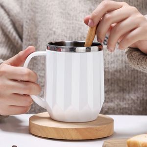 400ml Stainless Steel Coffee Mugs Thermos Insulation Water Bottle Cups Drinkware With Handle Lid Tea Mug Office Thermos Cup WDH1364