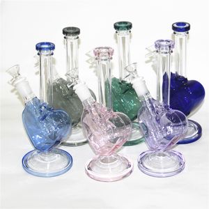 9 inch heart shape water pipes glass bongs oil rig smoking hookahs dab rigs with 14mm Bowl