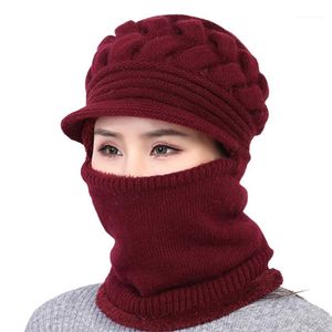 Beanie/Totenkopfkappen, elastisch, weich, winddicht, Damen, Outdoor-Sport, Thermo-Damen-Wintermütze, Halswärmer, gestrickt, Skifahren, Totenkopf-Kappe, lässig mit Vis