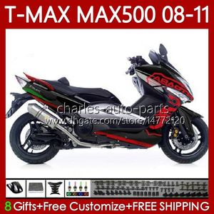 دراجة نارية Fairings for Yamaha Tmax Max 500 TMAX-500 MAX-500 Scorpion Red T MAX500 08 09 10 11 Body 107NO.60 TMAX500 T-MAX500 2008 2009 2010 2011 XP500 08-11 هيكل السيارة