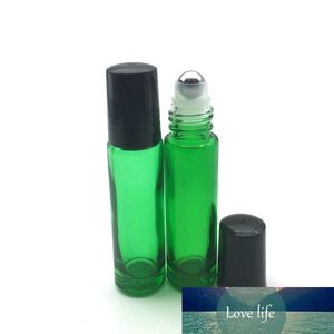 20pcs vazio 10ml verde rolo de vidro frasco de perfume 10cc roll-on ball espesso óleo essencial amostra frasco frete grátis