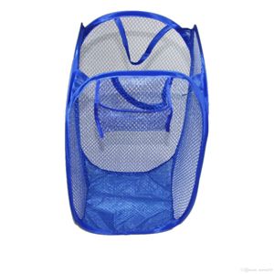 Wholesale High Quality Folding Mesh Laundry Basket Organizer Storage Dirty Clothes Containers Multi Colors Washing Clothes Basket Bag WDH0026