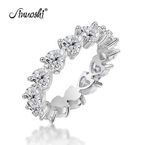 AINUOSHI 925 Sterling Silver Wedding Engagement Full Enternity Rings Anniversary Heart Cut Ring Silver Women Bridal Ring Jewelry Y200106