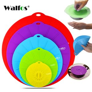 WALFOS Silicone Bowl Cover Food Saver Pot Lid Cover For Pan Flower Shape Spill Stopper Cooking Tool Lid Microwave Cover 201120