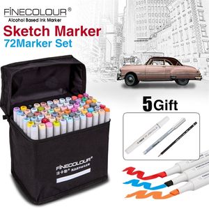 FineColour 36/48/60/72Colorアートマーカーセットデュアルヘッド油性アルコールベースのスケッチマーカーペン