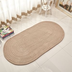 CUSTOM SIZE Round Brown Hand-knotted Rug Home Rugs Nordic Woven Floor Mats Geometric Designed Living Room Tatami Carpet 220301