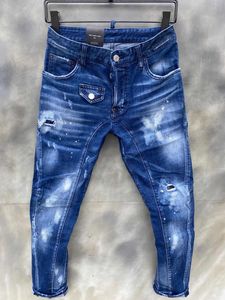 jeans casual da uomo europei e americani alla moda in jeans da moto attillati e strappati lavati di alta qualità lt132