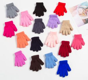 2-6 лет монохромные теплые перчатки для детей зимы с бархатными творческие пять пальцев вязаные перчатки на открытом воздухе езда на велосипеде теплой перчатки