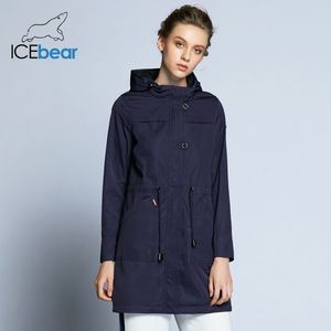 Icebear 새로운 도착 가을 트렌치 코트 솔리드 컬러 여성 패션 슬림 코트 O 넥 칼라 가을 트렌치 코트 B17G123D 201120