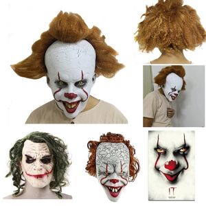 Halloween Horror Feiticeiro Palhaço Máscara Látex Full Face Mask para Masquerade Dia das Bruxas Festa Escape Dress Up Party Mask para adulto Y200103