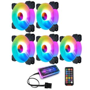 COOLMOON F-YH Computer Case PC Cooling Fan RGB Adjust 120mm Quiet + IR Remote New Computer Cooler RGB CPU Case Fan