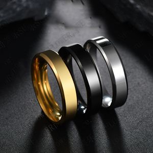 Anelli di barretta nera in acciaio in titanio 6mm set per uomo anello placcato argentato per le donne gioielli dorati gioielli femmina anello nuziale femminile