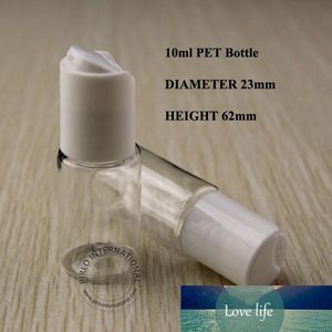 10ml vit trycklock flaska klar plast lotion sub-tappning tom kosmetisk schampo behållare med skruvlock 100st / parti