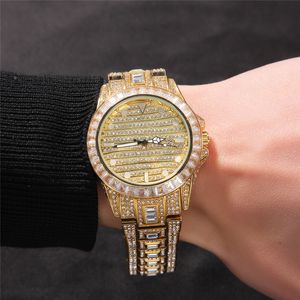 Full Bling Large Diamond Watch für Männer geschneidertes Hip Hop Herren Quarz Uhr Hip Hop Schmuck