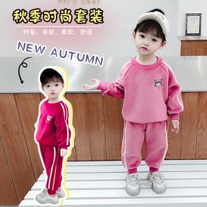 新しい秋の女の赤ちゃん服スーツファッション子供コットンTシャツパンツ2pc/セット幼児幼児カジュアルコスチュームキッズスポーツウェア