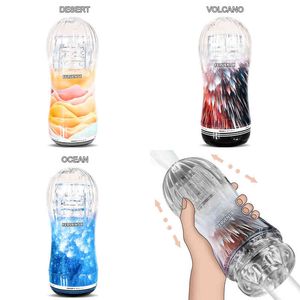 NXY Sex Masturbators Male Masturbator Cup Soft Pussy Vagina Man 3 Level Endurance Exercise Transparent Vacuum Sucking Pocket Products for Men 220127