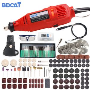 BDCAT 180W Mini Electric Drill Rotary Variable Speed Polishing Machine with Dremel Tool Accessories Engraving Pen T200324