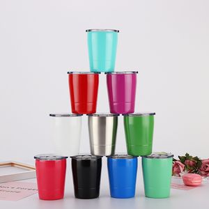 wine glasses Stainless Steel cups Children Travel Vehicle Milk Mug 6 Color non-Vacuum Insulated mugs for 260ML tumblermug LLS599-WLL