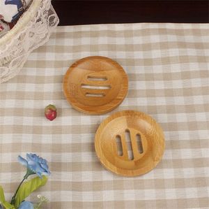 Оптом бамбуковые мыльные блюда творческие натуральные бамбуковые мыло ящик для хранения ванная комната круглые сливные мыло держатель экологически чистые