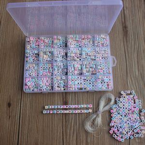 1620pcs English Letters Acrylic Beads Cover Square Flat Bead For Jewelry Making Charm Bracelet Necklace Plastic Letter Beads 200930