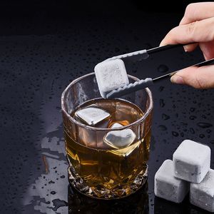 Ice Buckets And Coolers Reusable Stainless Steel Ice Cube Metal Whisky Chilling Stone Wine Beer Rock Cooler Non-toxic Healthy Party Bar KTV Father's Day Gift ZL0605