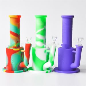 9,5 '' Höjdutskrift Hookahs Bong Vattenrör Silikon Bongs Kamouflage Färgglada Bägare Design Rökpipor