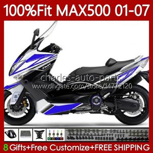 Injection Fairings For YAMAHA TMAX500 T-MAX500 MAX-500 TMAX-500 T MAX500 01 02 03 04 05 06 07 109No.40 TMAX MAX 500 XP500 2001 2002 2003 2004 2005 2006 2007 Kit Blue white