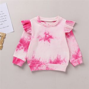0-4 år gamla barnkläder Baby Girl Tie Dye Outfit Ruffled långärmad t-shirt Spädbarn Babykläder Presentsuppsättningar av fyra Stylesx1019