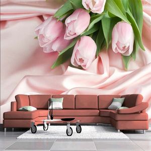 Beibehang Kağıt Stereoskopik Pembe Gül TV Backdrop Çiçek Romantik Oturma Odası Yatak Odası Papel De Parede 3d Mural Duvar Kağıdı