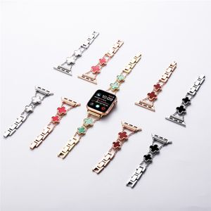 Lüks Metal Sapanlar Apple İzle 38mm 40mm 41mm 42mm 44mm 44mm Dört Yapraklı Yonca Değiştirme Kayışı IWatch 7 6 5 4 3 2 1 SE Smartwatch Band