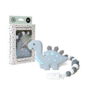 Baby Teething Toys Dinosaur Teether Pain Relief Toy with Pacifier Clip Holder Set for Newborn Babies Neutral for Boys and Girls
