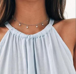 Hänge halsband hängsmycken smycken sommar bohemia stil guld sier färg stjärna månhalsband kvinnor boho choker epacket droppleverans 2021 k6